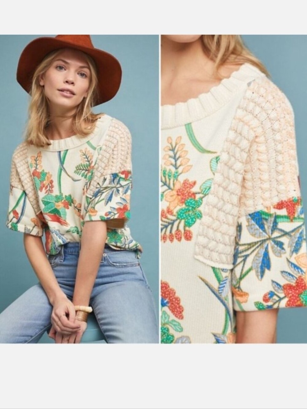 ANTHROPOLOGIE Fabiola Floral Sweater, Medium